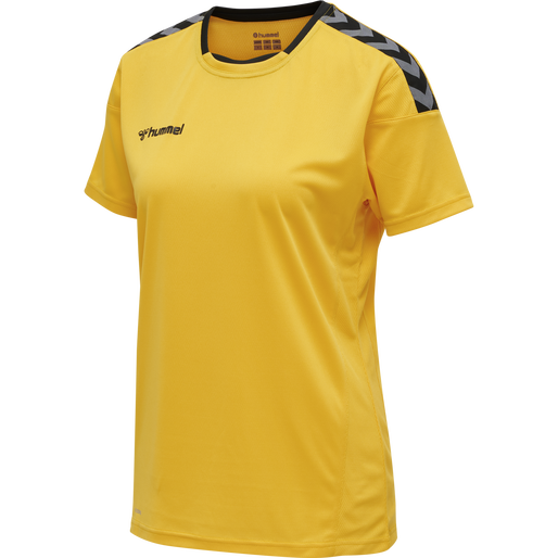 hmlAUTHENTIC POLY JERSEY WOMAN S/S, SPORTS YELLOW/BLACK, packshot