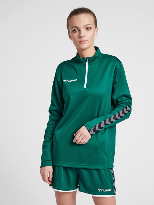 hmlAUTHENTIC HALF ZIP SWEATSHIRT WO, EVERGREEN, model