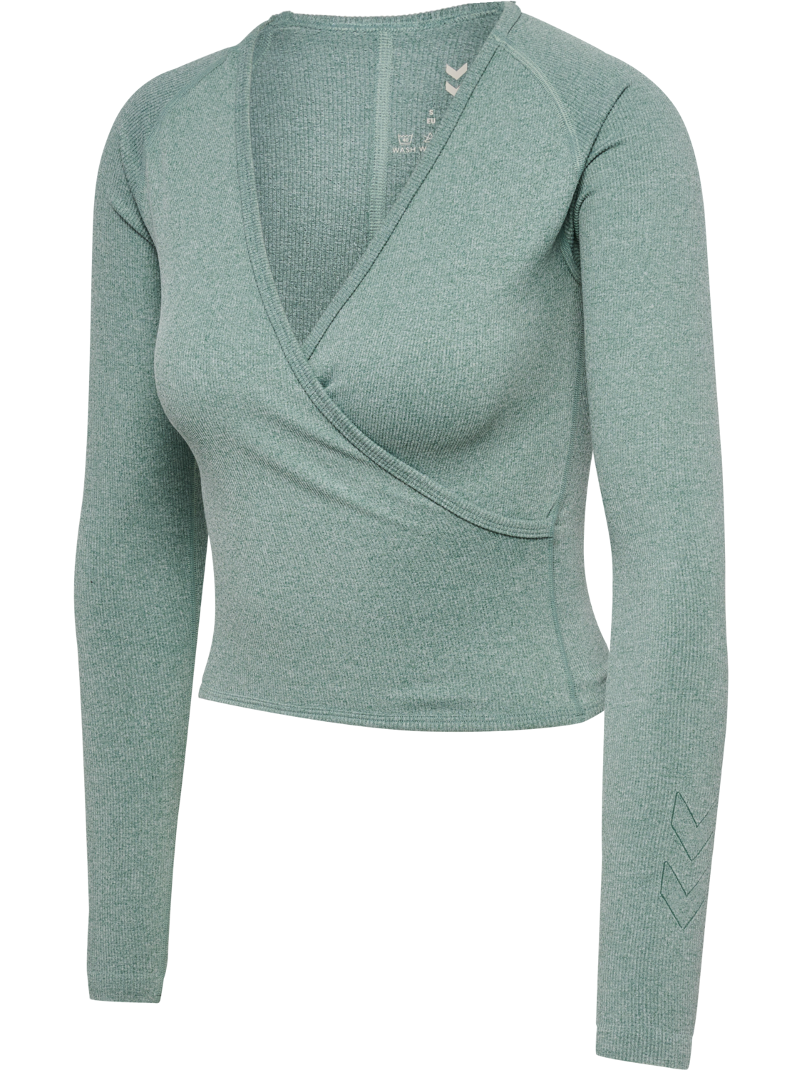 hmlYOGA SEAMLESS RIB T-SHIRT L/S, CHINOIS GREEN MELANGE, packshot