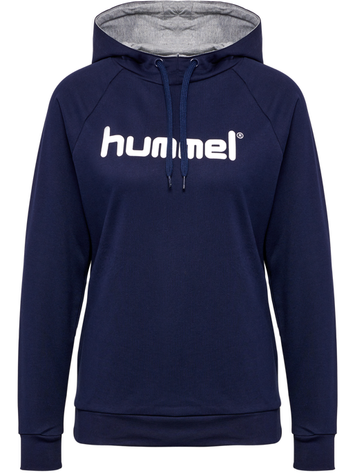 HMLGO COTTON LOGO HOODIE WOMAN, MARINE HMLGO COTTON LOGO HOODIE WOMAN, MARINE, packshot