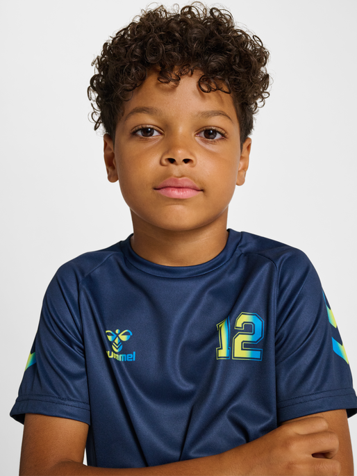 hmlSHIMMER SET, DRESS BLUES/LIMEADE, model