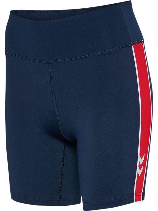 hmlPULSE PIPING MW SHORT TIGHTS, DRESS BLUES/MARS RED, packshot