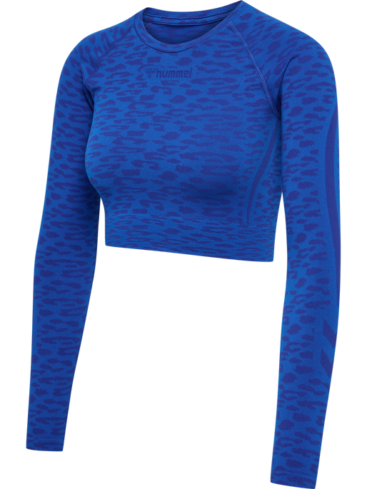 hmlMT LEO SEAMLESS CROP T-SHIRT L/S, OLYMPIAN BLUE/SODALITE BLUE ME, packshot