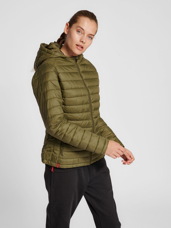 hmlRED QUILTED HOOD JACKET WOMAN, DARK OLIVE, model