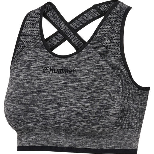 hmlMT UNA SEAMLESS SPORTS TOP, BLACK MELANGE, packshot