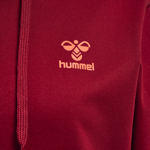 hmlOFFGRID COTTON HOODIE WO, RHUBARB/NASTURTIUM, packshot