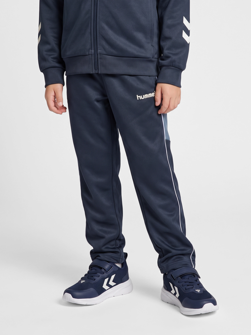 hmlJR REG POLY BLOCK PANTS, OMBRE BLUE, model