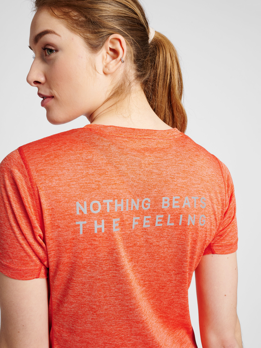 WOMEN STATEMENT T-SHIRT S/S, SPICY ORANGE MELANGE, model