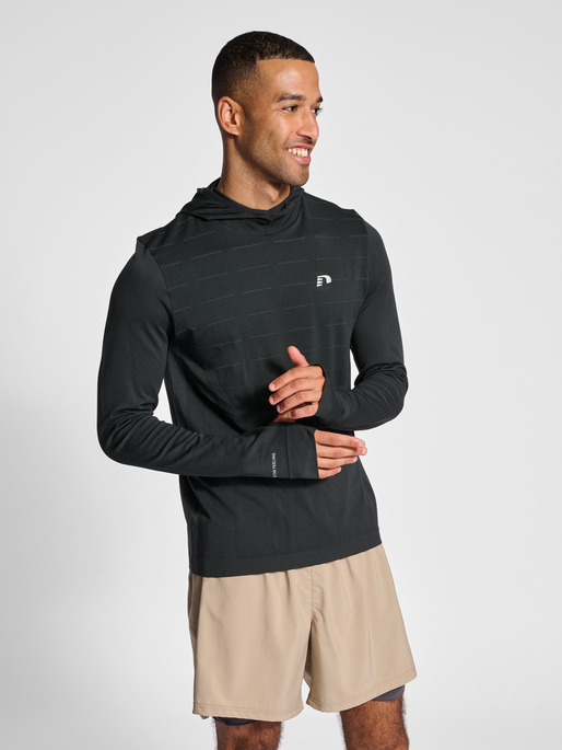 nwlCAMBRIGDE SEAMLESS HOODIE MEN, BLACK, model