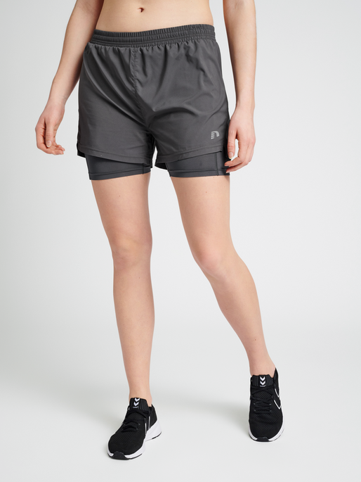 hummel WOMEN 2 IN 1 RUNNING SHORTS FORGED IRON hummel
