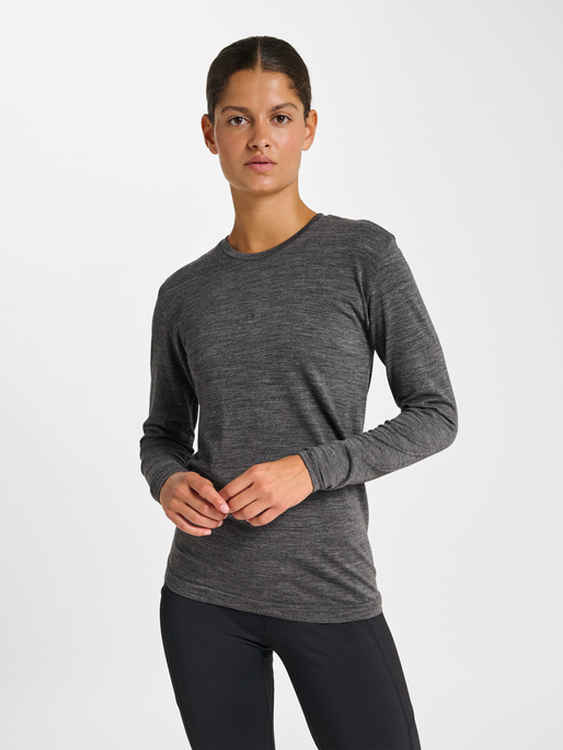 nwlTHERMA WOOL BLEND T-SHIRT L/S W, BLACK, model