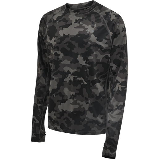 MEN RUNNING L/S, PIRATE BLACK AOP, packshot